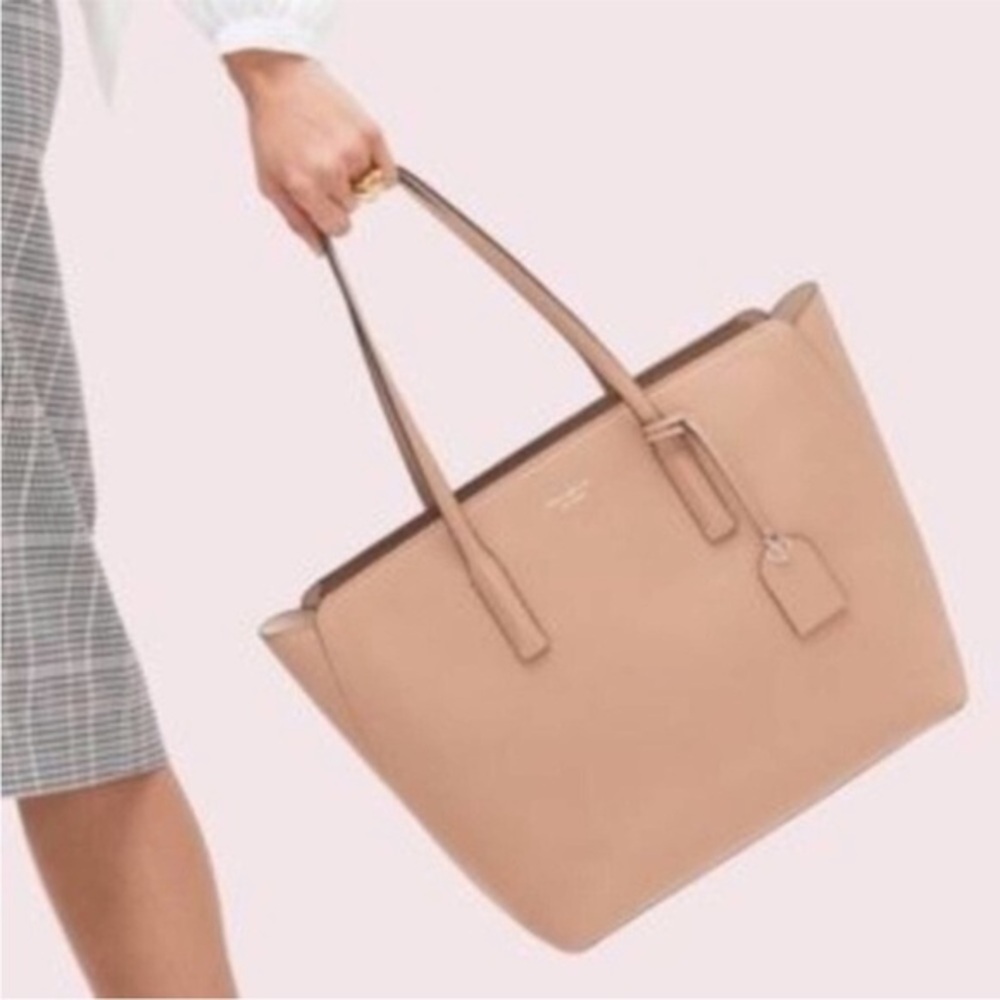 New Kate Spade Margaux Large Tote Refined Grain Leather light fawn